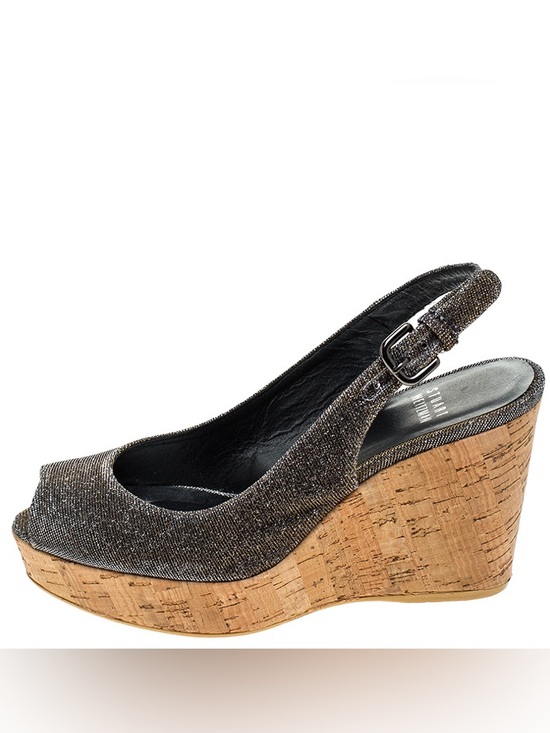 Stuart Weitzman Shoes - STUART WEITZMAN Metallic Cork Wedge Sandal